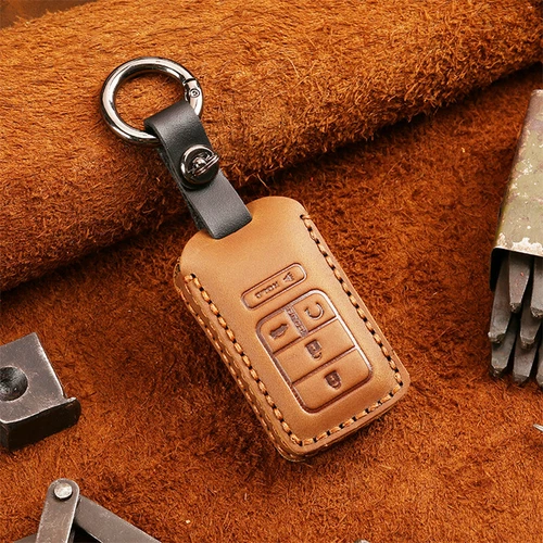 For Honda Civic Accord CR-V Pilot Real Leather Car Remote Key Fob Case Cover Bag - Picture 5 of 10