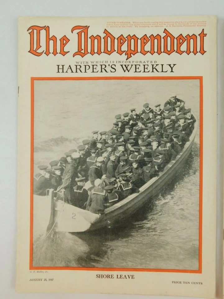 The Independent Harpers Weekly Aug 18th & 25th 1917 WWI Soldiers Army Navy - Image 2 of 4