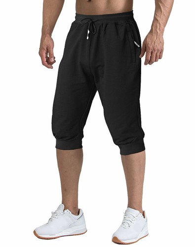 Cotton Gym Shorts Mens Workout Running Jogger Sports Shorts 3/4 Pants Trousers - Picture 13 of 76