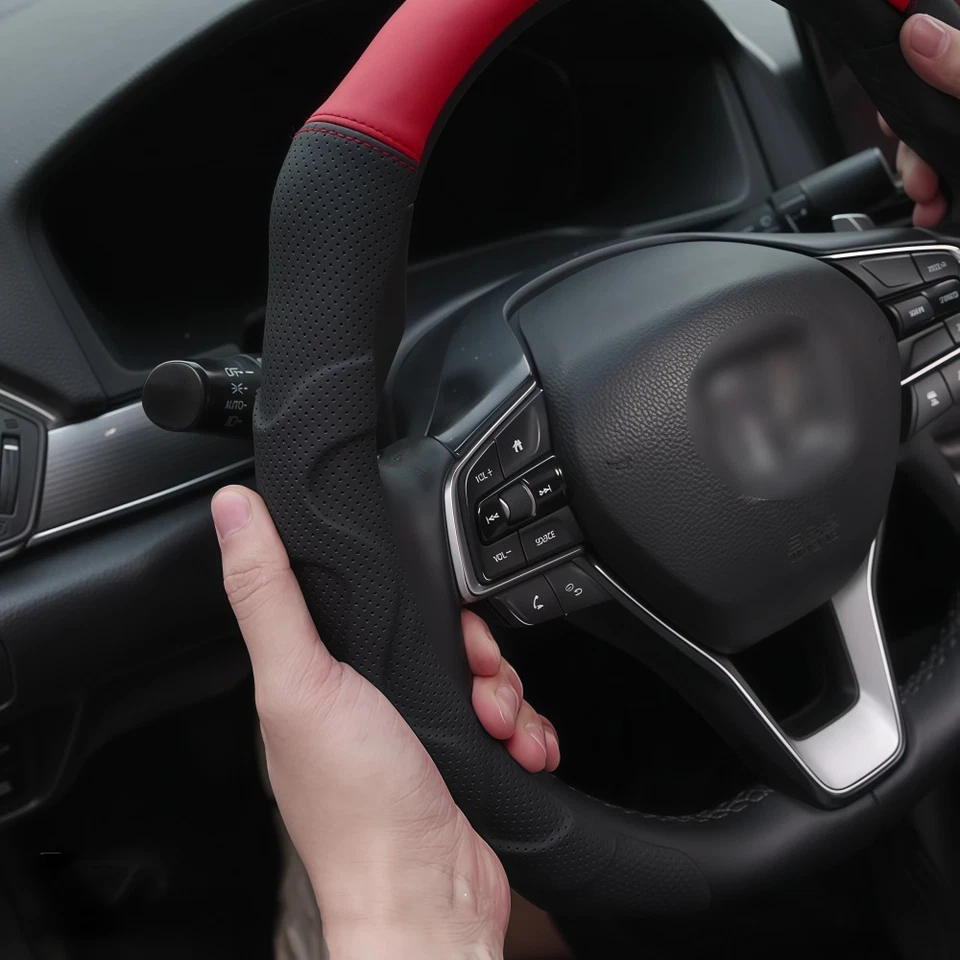 For Chevrolet Luxury Leather Car Steering Wheel Cover 15" Breathable Non-Slip - Image 3 of 4