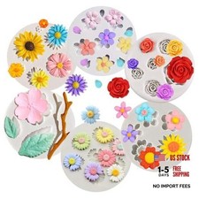 6 Pcs Flower Fondant Molds Daisy Silicone Candy Molds Rose Flower Chocolate