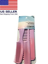 Conair Lift Style Detangle 3Pk Comb Set Pink new