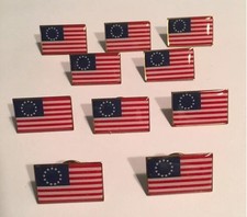 Lot of 10 BETSY ROSS 1776 AMERICAN FLAG LAPEL PIN *MADE IN USA* Pinback