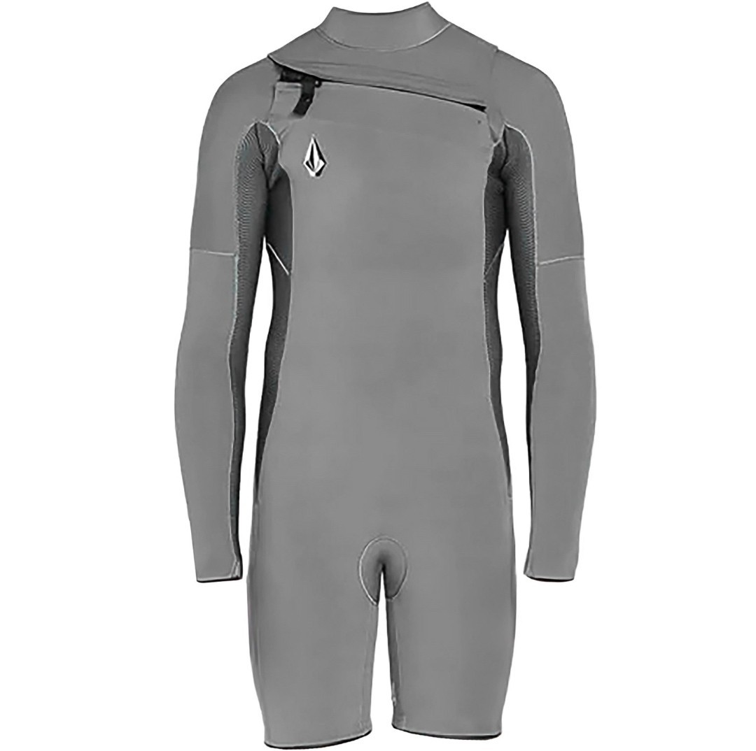 VOLCOM Boys Modulator Wetsuit Gray Chest Zip Long Sleeve 2mm