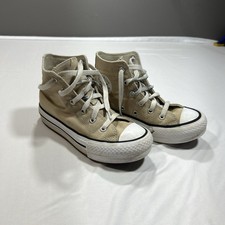 Converse Chuck Taylor All Star High Top Sneakers Youth 1.5 Tan Canvas Shoes