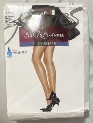 Hanes Silk Reflections Sheer Pantyhose Non-Control Cool Comfort Barely There 6PR
