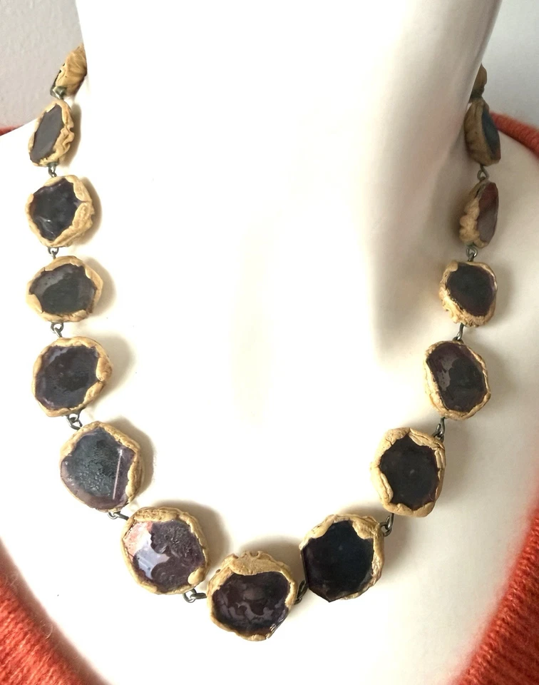 Line vautrin Collier Miroir Talosel Signe Joux 1950 jewelry necklace Bijoux Old