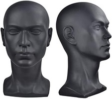 Mannequin Head Black Male Manikin Dummy Stand Model Display Hat Sc...
