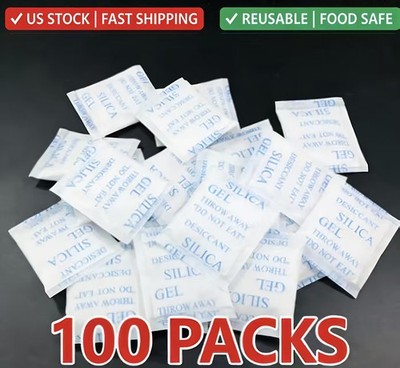 100 Packs 3g Silica Gel Desiccant Packets Food Grade Moisture Absorber USA Stock
