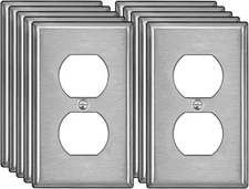 10 Pack Duplex Receptacle Metal Wall Plate with Protective Film, 1 Gang Standard