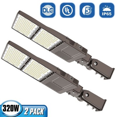 2Pack 320W LED Parking Lot Pole Light Commercial Outdoor Shoebox Light Photocell