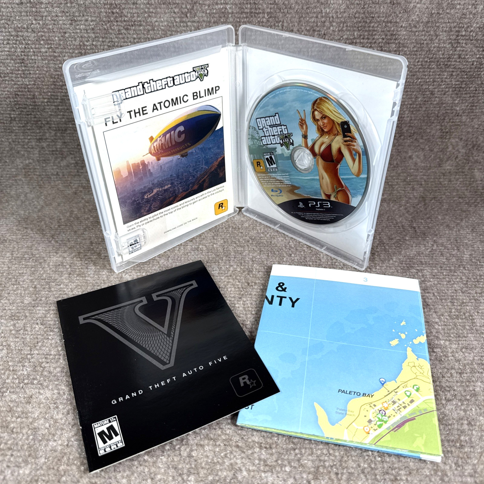 Grand Theft Auto V GTA 5 PlayStation 3 PS3 Complete w/Manual & Map Adult Owned