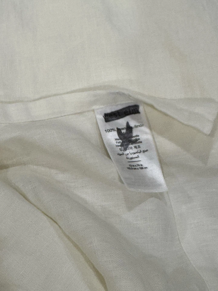 Cortina de ducha West Elm European lino algodón marfil 72 x 74 Foto 2 de 4