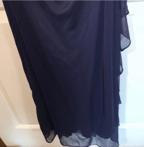 Abito vestito BETSEY & ADAM blu increspato drappeggiato buco della serratura nuovo con etichette $189 4 - Foto 8 di 11