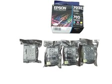 Epson 702XL Black  702 Color Ink Cartridge 4-Pack Sealed - EXP 04/26 Box Damage