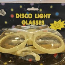 Disco Glow in the Dark Beige Costume Glasses Adult Unisex One Size