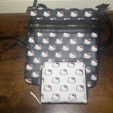 Bolso Bandolera HELLO KITTY Cat Sanrio Negro, Cartera Blanca