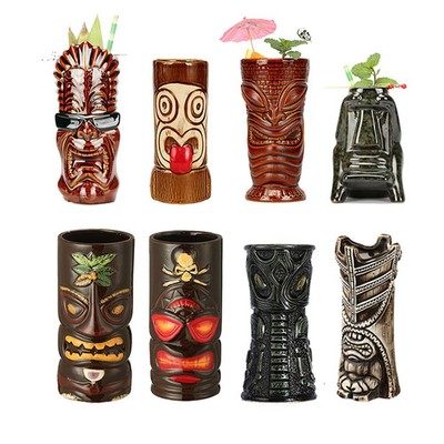 Hawaii Tiki Tassen aus Keramik Cocktailbecher Bier Wein Party Deko Becher