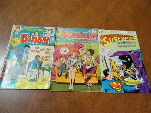 Lot Vintage DC Comics - Superman, Stanley, Osmond Brothers Binky