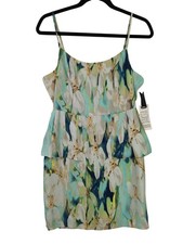 BB Dakota Dress Womens 6 Mint Floral Debralyn Sheath Mini Satin Special Occasion