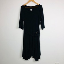 Angel Made in Heaven Women's Fit & Flare Dress Scoop Neck Solid Black Size 2X