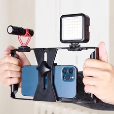 Video Camera Cage Stabilizer Mount Holder Handheld Frame Film Rig Vlog Phone- A5