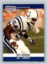 1990 Pro Set Rookie RC #524 Jeff Herrod Indianapolis Colts Football Card. rookie card picture
