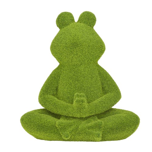 Ceramic Frog Garden Sculpture, 12" x 7" x 13", Green
