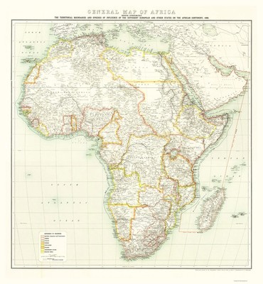 Historic Map - Africa - Bartholomew 1909 - Vintage Wall Art