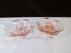 Vintage Pair of Fenton Pink Glass Lotus Footed Candle Holders