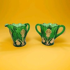 Inverted Thistle Creamer & Open Sugar, Green ...