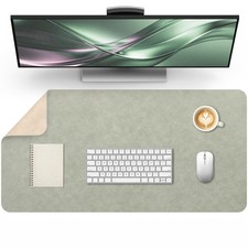 Dual Sided Desk Pad Mat Faux Leather Desk Mat Non-Slip Waterproof