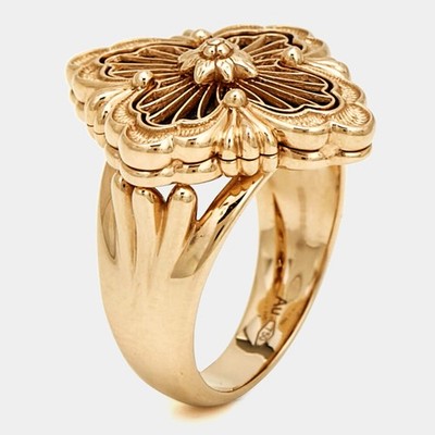 Buccellati Opera Tulle Onyx 18k Rose Gold Ring Size 53