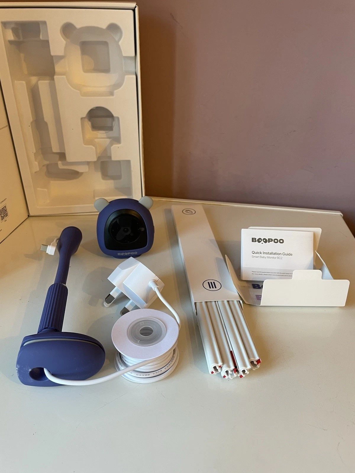 Boopoo Smart Baby Monitor - Night Vision Video, 2 Way Audio, Breathing Tracking