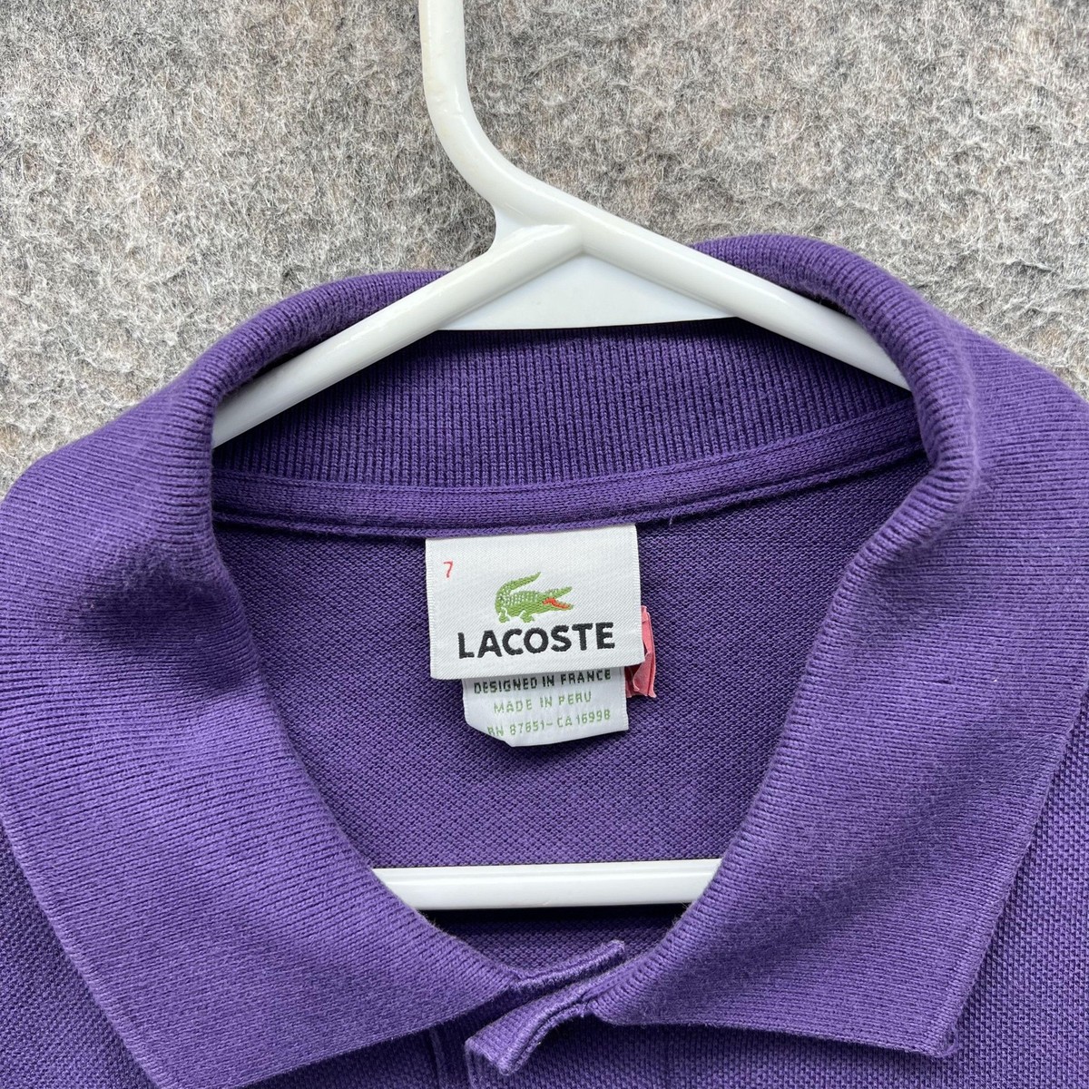 ⭐️ Lacoste Polo Shirt Mens XXL Purple Pique Knit Croc Logo Short