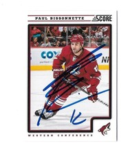 2012-13 SCORE #358 PAUL BISSONNETTE COYOTES AUTOGRAPHED SIGNED HOCKEY CARD