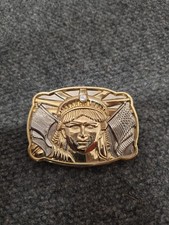 STATUE OF LIBERTY 100TH ANNIVERSARY 1984 COMMEMORATIVE BELT BUCKLE SILVER GOLD