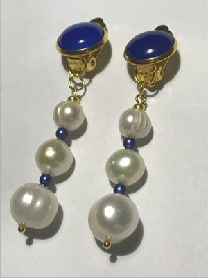Ohrclips / natürliche Süßwasserzuchtperlen / 8 12 mm / 4 cm / Katzenaugenglas