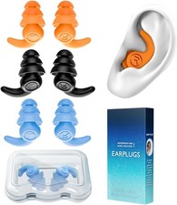 Waterproof Swimming Ear Plugs for Adults, Reusable Silicone Earplugs 3 Pairs