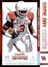 2015 Panini Contenders Draft Picks Game Day Ticket 64 Deontay Greenberry Houston