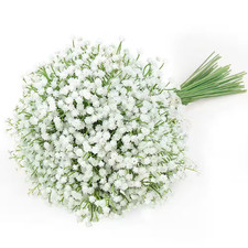 3.890 In. White Artificial Babys Breath Flower Stem Branch 6 Pack for Wedding Ho