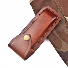 Custom Leather Vertical Sheath for Buck 110 Folding Knife 5.5" Belt Pouch