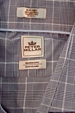 Peter Millar Men's Long Windowpane Easy Care Nanoluxe Dress Shirt 16 Long