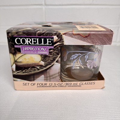 Vintage Corelle Impressions Glassware PINK TRIO Set of 4 Juice Glasses 12oz