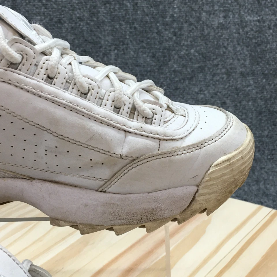 Fila Zapatos Juveniles 4.5 Disruptor II Tenis Blanco Con Cordones Informales Cómodos Medio Top Foto 3 de 4