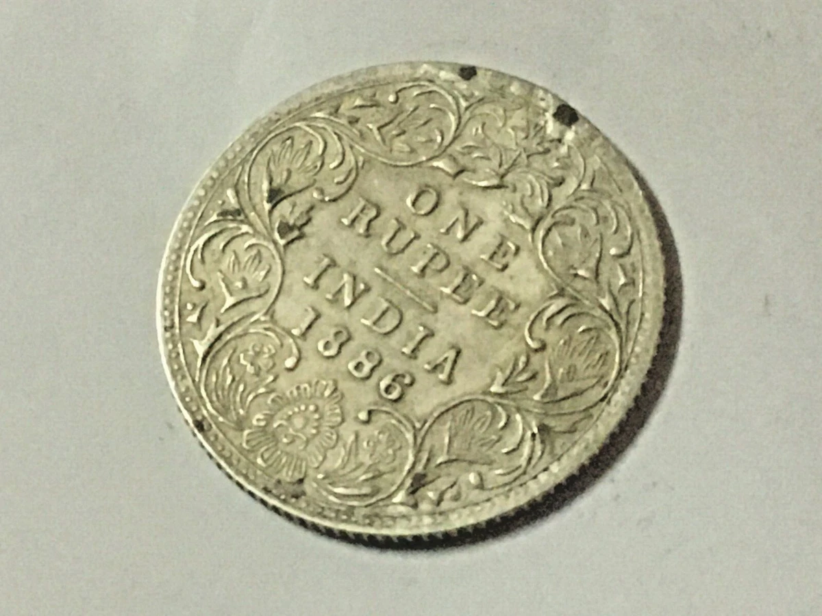 Vintage Old Victoria Empress One Rupee India 1886 Rare Silver Coin Collectible