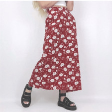 NWT Vintage Y2K Botanical pink Midi skirt Christopher Banks