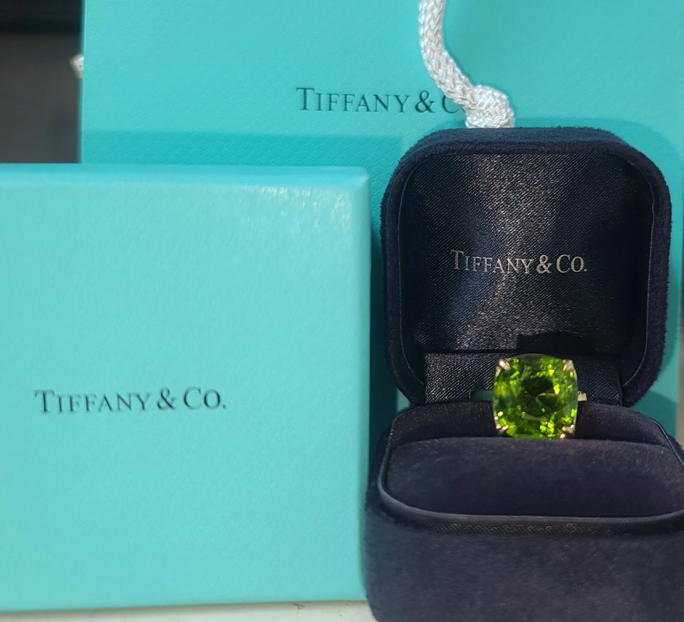 10,38ct. Anillo Tiffany & Co Oro Amarillo 18K Peridoto Natural Corte Cojín Certificado GIA  Foto 2 de 4