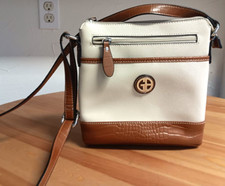 Giani Bernini Saffiano Nord Sud Tracolla Panna Bianco Sella Argento Marrone