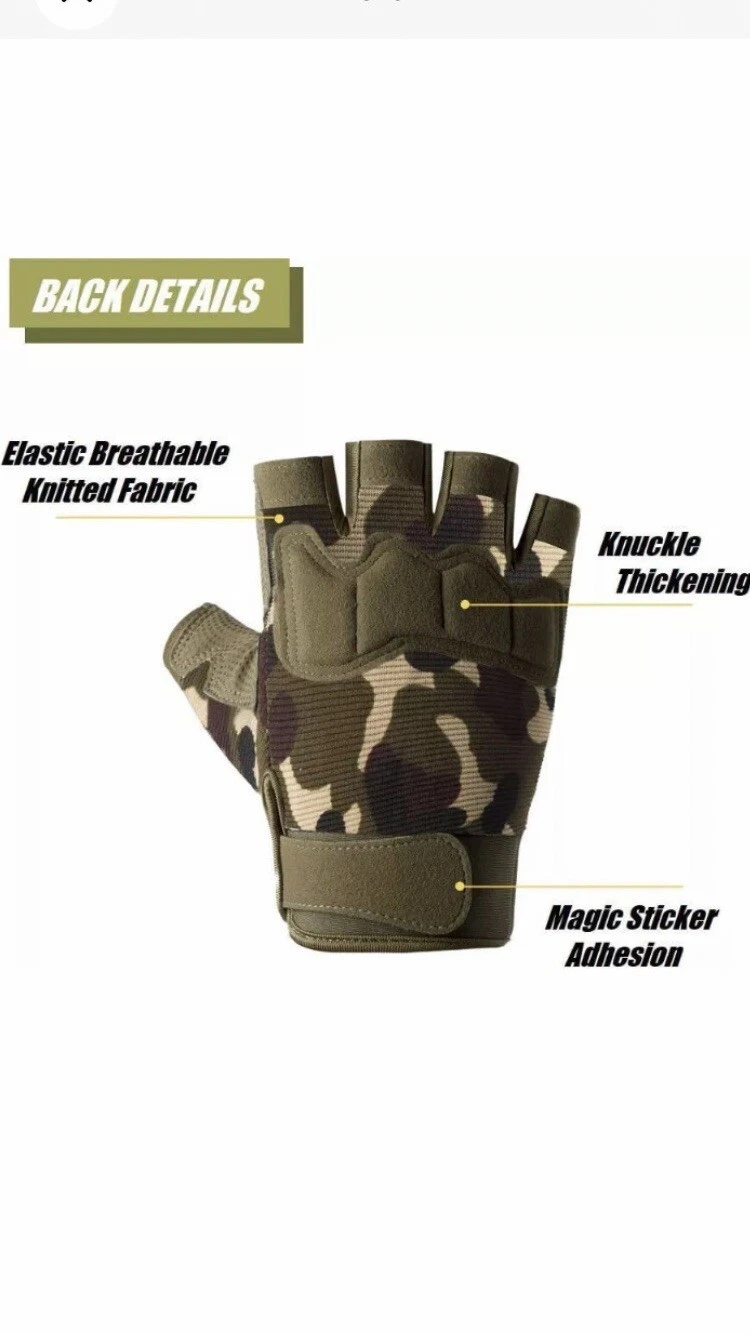 HYCOPROT Fingerless Tactical Gloves, Knuckle Protective Medium Black - New! image 4